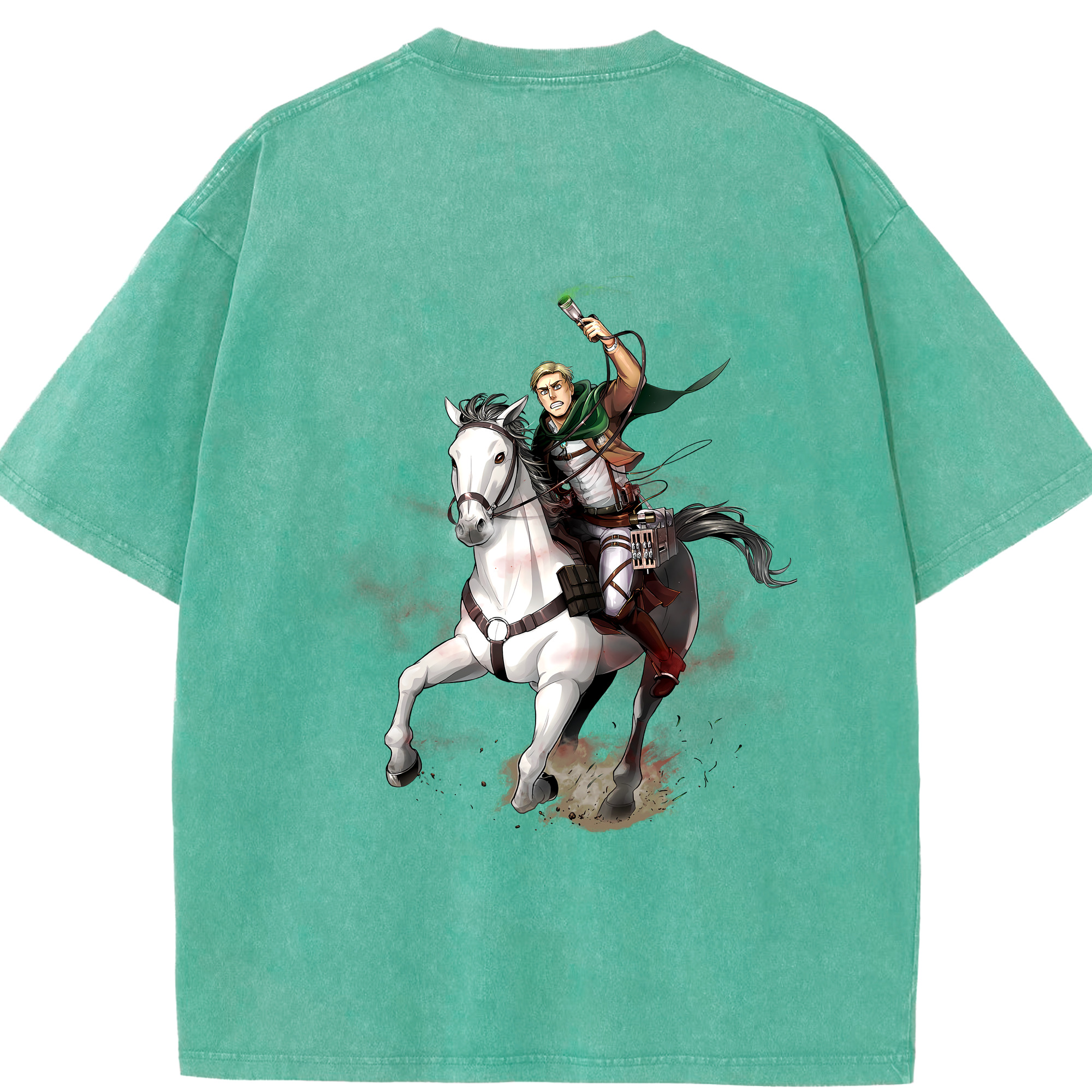（画像用） 進撃の巨人 エルヴィン・スミス Attack on Titan Erwin Smith 綿100% ヴィンテージ風 半袖Tシャツ（背面プリント）